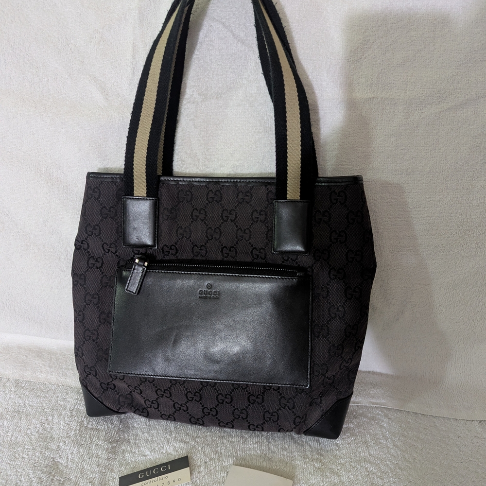 Gucci Authentic Black and Cream Tote Bag Authentication #01904021705